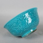 Old Chinese Porcelain Color Painted Relief Dragon   Phoenix Pattern Bowl