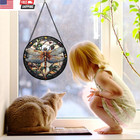 Stained Glass Window Hanging - Dragonfly Plant Suncatcher Ready To Hang Window D
