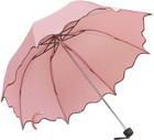 Dome Parasol Sun-rain Umbrella triple Folding Ruffled Anti-uv Parasol  pink 