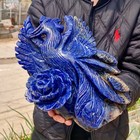 7 7lb Natural Blue Texture Crystal Carving Phoenix Rose Spiritual Energy