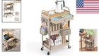 Space-saving Rolling Utility Cart With Drawers   Hanging Baskets - Khaki