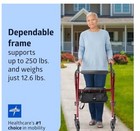 Medline Superlight Folding Rollator Walker  Burgundy  250 Lb Limit  6    Wheels