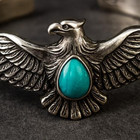 Handmade Sterling Silver Turquoise Eagle Bangle  Adjustable Bohemian Cuff