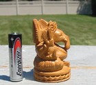 Ganesha Carved Wood Statue Hindu  India  Decor Housewarming Gift Temple Figure