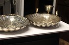 Two Set Of Vintage Silver Plate  Clam Shell Footed Serving Dish