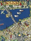 Boston Mass 1926 Vintage Style Pictorial Wall Map - 24x32