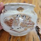 Antique Oriental Asian Hand Painted Planter Vase Pot Scalloped Edge 4 5  X 5 