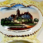 Saginaw   Michigan Mi Antique City Hall  Souvenir China Trinket Toothpick Holder