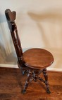 Antique Victorian Walnut Piano Stool With High Back  Swivel Seat  Claw Feet