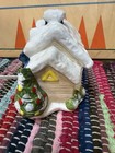 Vintage Ceramic Christmas Dec  r Chimney House Light Up House Hand Painted Mold