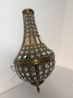 Vintage French Regency Wall Sconce Brass Crystal Beaded 26    Hollywood Light 