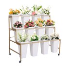 3 Layers Metal Flower Display Stand Or 12 Buckets Moving Florist Bouquet Shelf