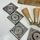 Set Of 4 Vintage Mid Century Modern Tapered Wood Legs 6 Inch Mounting Plates