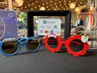Girls Personalized Round Flower Glitter Sunglasses  Brown Tinted Uv400