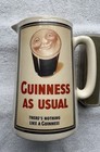 Guinness As Usual Ceramic Beer Pitcher Jug White W  Logo Breweriana