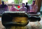 British Rum Or Porter Free Blown Bottle  Circa 1810-1820