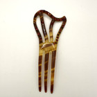 Vintage Art Deco Hair Comb Faux Tortoiseshell Red Rhinestone 3 Prong Read