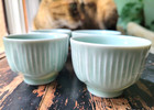 Vtg Set Of 4 Longquan Celadon Porcelain Sake Shot Glasses Or Tea Cups  China