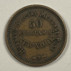 1863 Time Is Money Civil War Merchant Token  Message Post Ny  