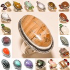 Picture Jasper   Mix Gemstone 925 Sterling Silver Plated Wholesale Lot Rings