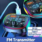 Bluetooth-5 0 Car Wireless Fm Transmitter Adapter 2usb Pd Charger Hands-free
