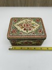 Vintage Embossed Floral Straw Flowers Hinged Tin Box Lid Container Holland Metal