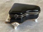 Grand Piano Porcelain Hinged Trinket Box - Black White   Gold Color