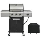 40 500 Btu 3 1 Side Burners Propane Gas Grill For Outdoor Bbq Cook With Cover