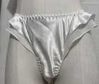 Vintage  White Satin Thong With Ruffles At The Waist And Top Edge  5