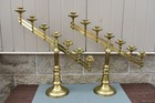 Pair Of Antique Brass 7 Light Candelabra With Adjustable Arms  cu202  Chalice Co