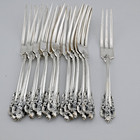 Rare Set 12 Sterling Silver Wallace Grande Baroque Strawberry Berry Forks