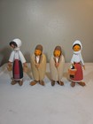 10 Piece Vntg Romanian Folk Art Wooden Handcarved Figurine Lot Hand Painted Wood