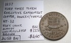 1837 Hard Times Token Executive Experiment Copper  Donkey turtle Vch Au Coin Ap7