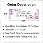 60 Return Address Labels Personalized Printed 3 4 X 2 1 4 Corner Cherry Blossoms