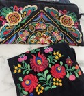 Mexican Embroidered Fringed Shawl- Made In Mexico Cinco De Mayo   Clutch