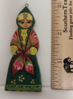 Vintage Hand Made Russian Girl Doll Ornament Folk Art Flat Wooden Sm 3  X 1 25 