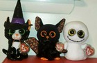 Ty Beanie Boos      Halloween Plush Set      Pandora  Spike   Radar 6-7  New Mwmts