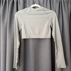 Gymshark Women s Cropped Long Sleeve Crew Neck Stretch Knit Top Gray S