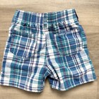 Vintage Oshkosh Bgosh Boys Blue Plaid Pleated Shorts Size 4r Made In Usa Cotton