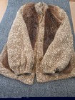 Vintage 70s Women s Carmel Brown Fur Coat Mod Abstract Print Lining Sz M