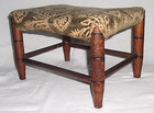 Antique 19th c Original Mohair Fabric Cherry Wood Legs Ottoman Footstool  excl
