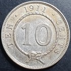 Sarawak 10 Cents Rajah C Brooke 1911 H Scarce