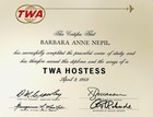 Vintage 1969 Twa Stewardess Hostess Graduation Diploma   Class Photo Folder