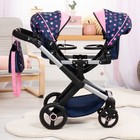 Bayer  Xeo Twin Pram  Stars Navy   Pink - Matching Handbag  Adjustable Handle   