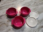 New Tupperware 3 Set Pink Bowls 2415    2 White Servalier One Touch Lids Lids