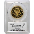 2014-w 50th Anniversary Kennedy Gold Half Dollar Pcgs Pr70 Dcam  varied Label 