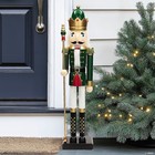 3 Ft  Large Classic Green Wood Holiday Nutcracker With Scepter