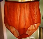 Vintage 50s Orange Double Nylon Mushroom Gusset Granny Panties Pillow Tab L Euc 