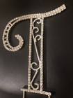Rhinestone Crystal Silver Letter T Cake Topper Decoration