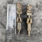 Antique French Cast Iron Figural Shutter Stoppers Pair 19th Collectible As Is